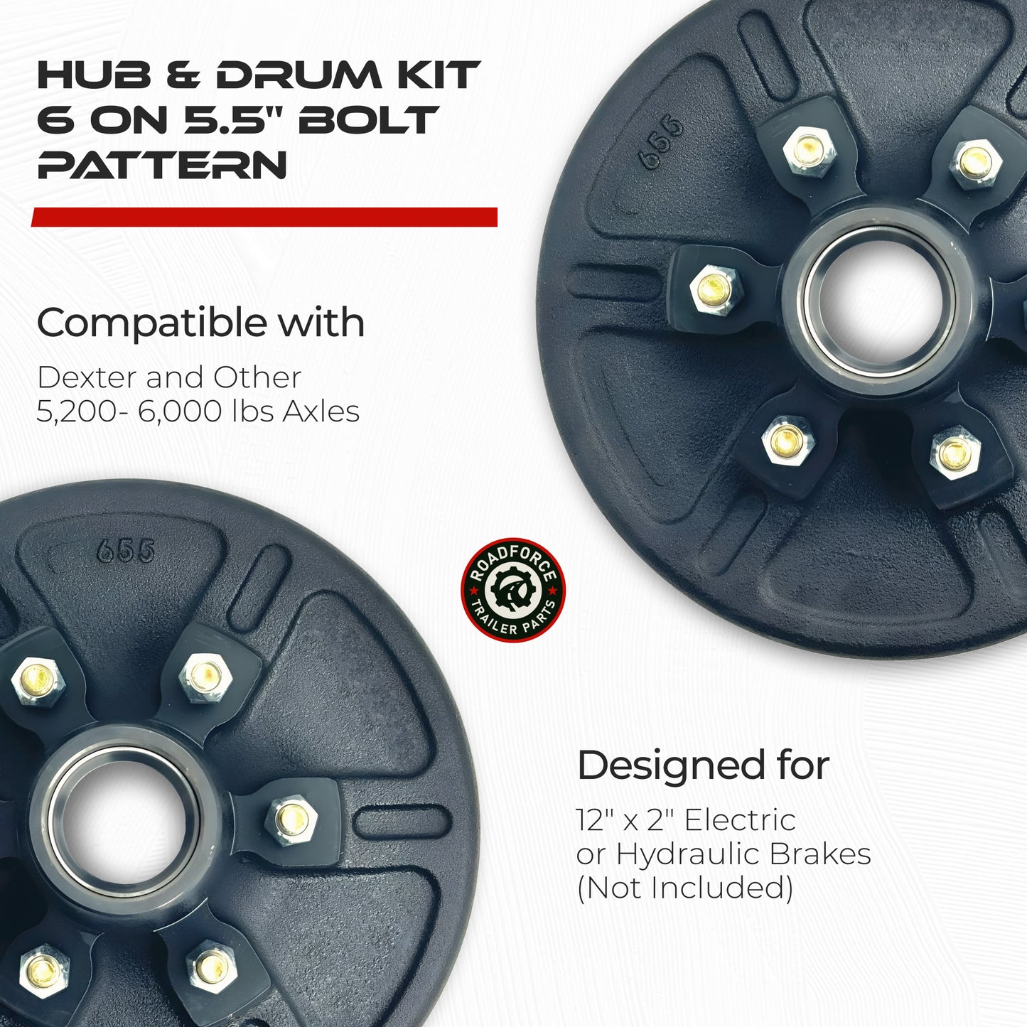 Hub and Drum for 6000 lbs Axle (Set of 2)