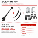 6000 lbs Trailer Axle Kit - 6 Lug Idler Axle, Double Eye Springs & Suspension