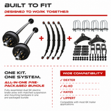 6000 lbs Tandem Axle Kit - Electric Trailer Brake Axles & Suspension