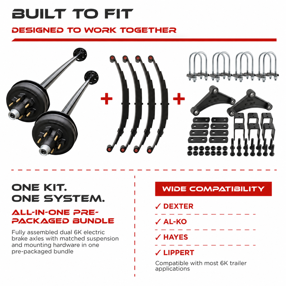 6000 lbs Tandem Axle Kit - Electric Trailer Brake Axles & Suspension
