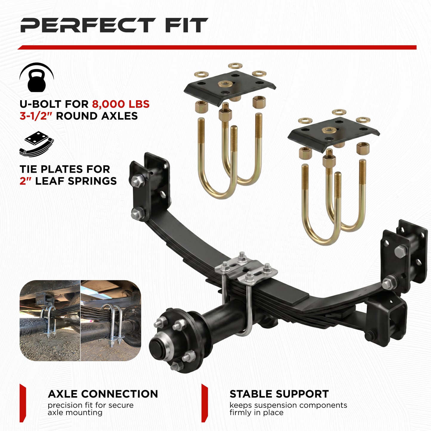 9/16" U-Bolt Kit 8000 lbs for 3.5" Trailer Axle (2 Pack)