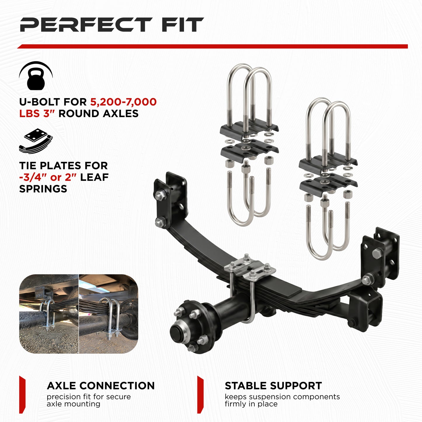 9/16" U-Bolt Kit for 5200-7000 lbs Axle (4 Pack)
