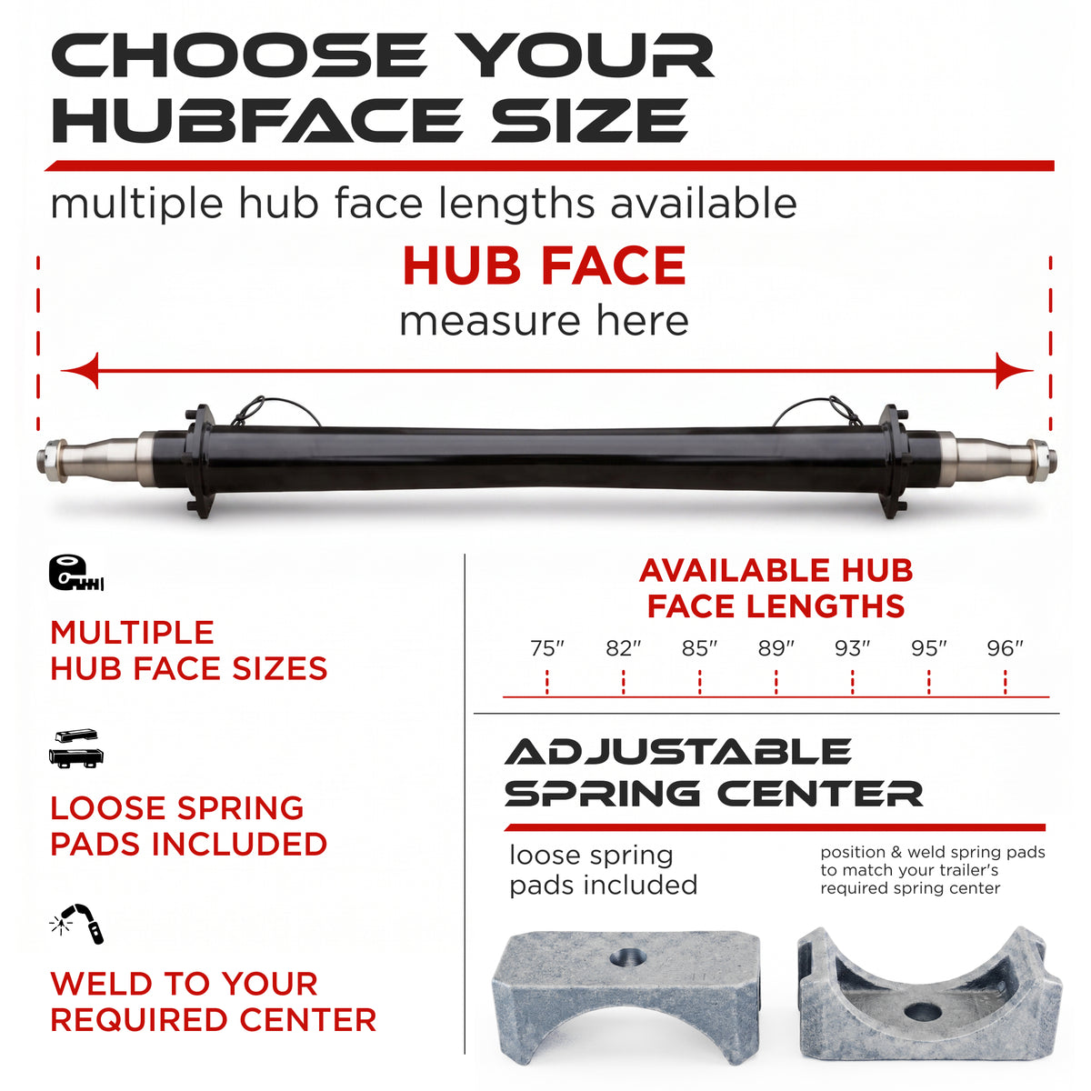 Trailer Beam Axle - 5200-6000 lbs (Pads Loose)