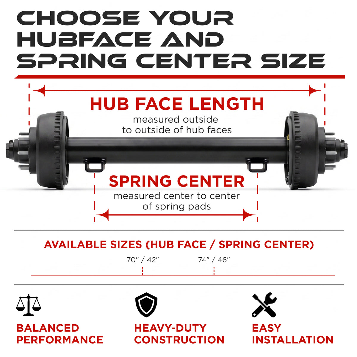 Trailer Axle - 10000 lbs with Electric Brakes (8 lug)
