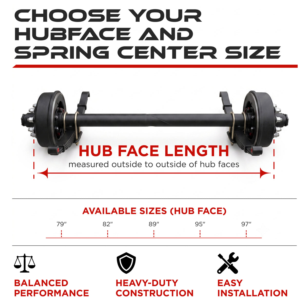 Trailer Axle - 8000 lbs (Leaf Springs & U-Bolt Hardware)