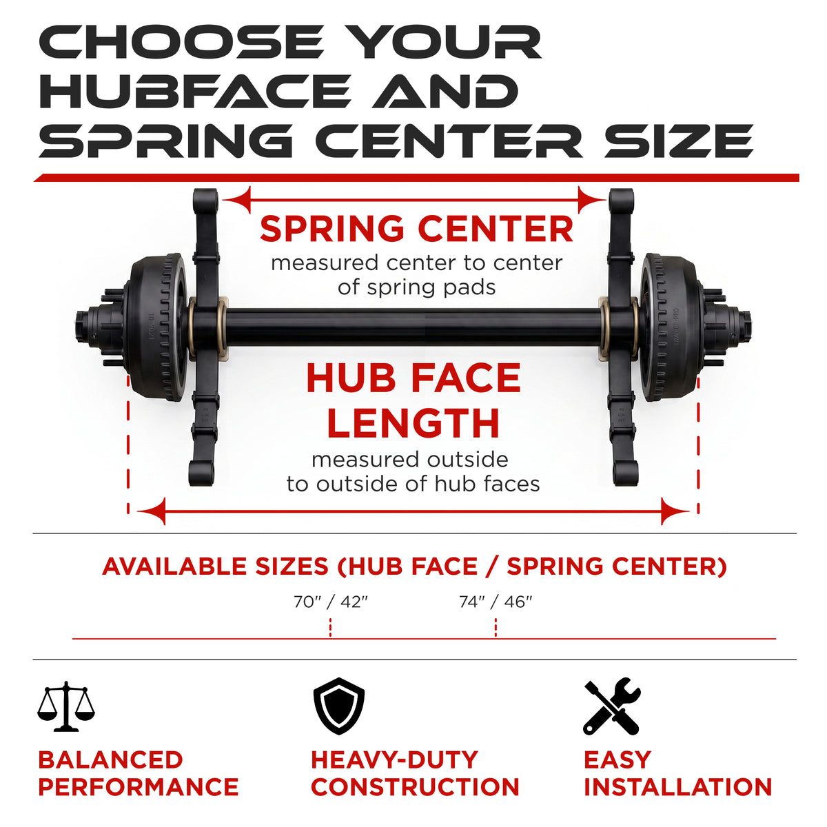 Trailer Axle - 10000 lbs (Leaf Springs & U-Bolt Hardware)