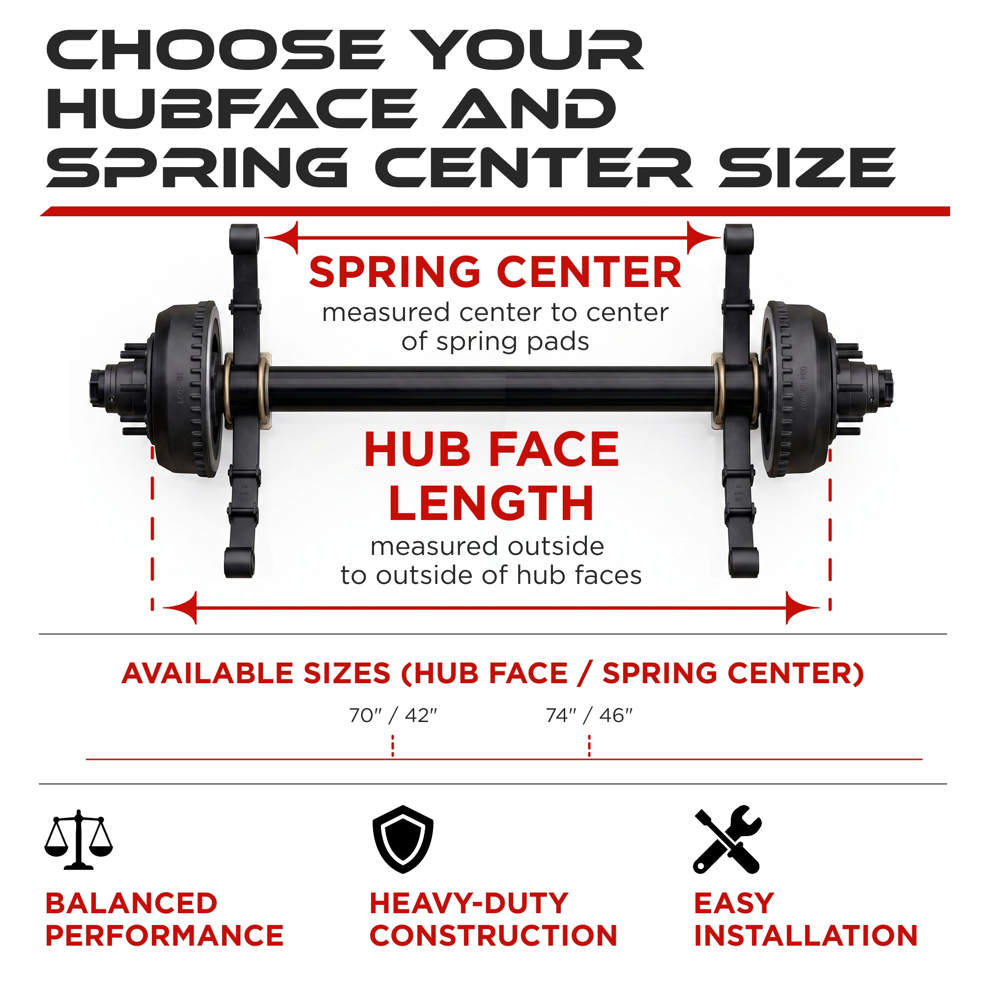 Trailer Axle - 10000 lbs (Leaf Springs & U-Bolt Hardware)