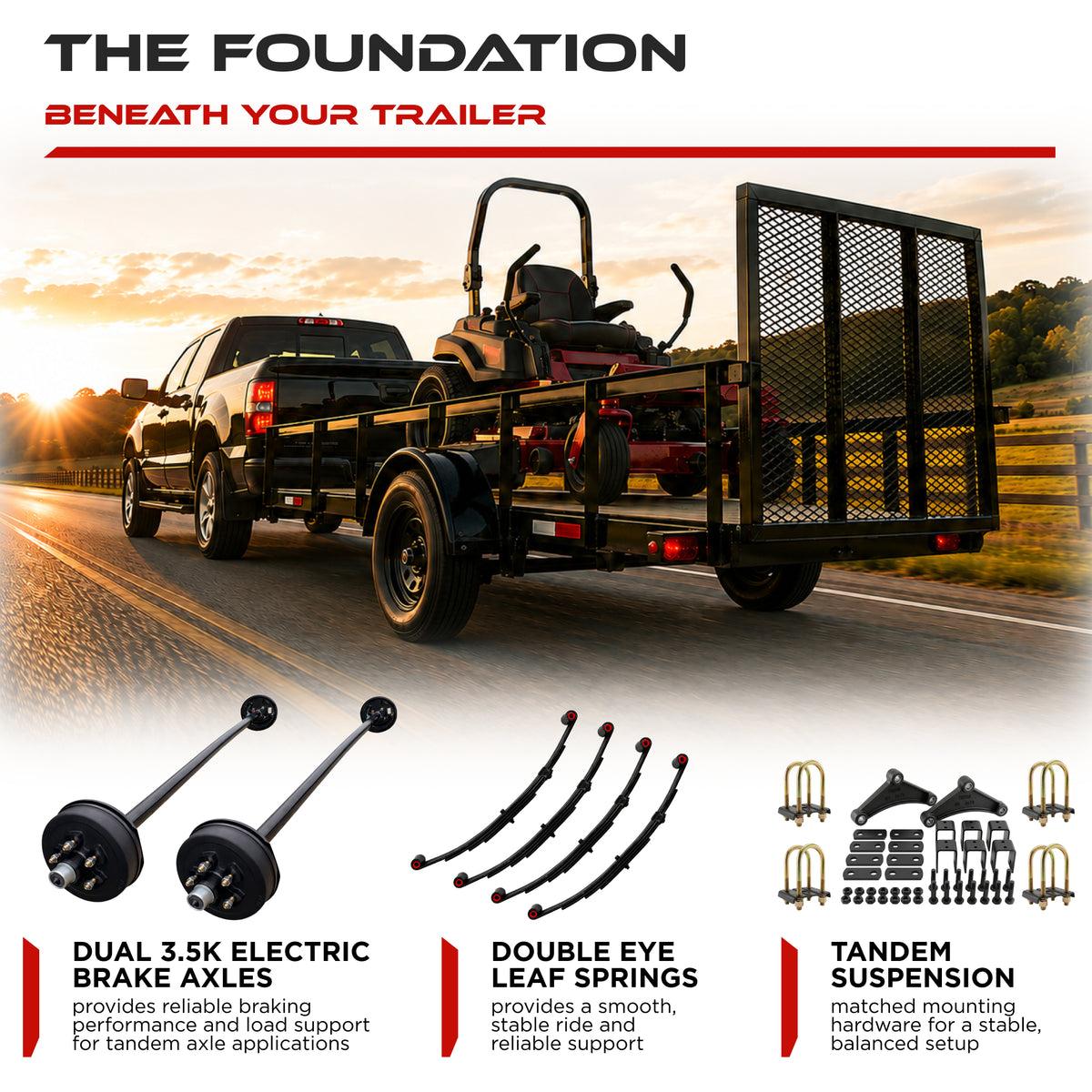 3500 lbs Tandem Axle Kit - Tandem Electric Trailer Brake Axles & Suspension