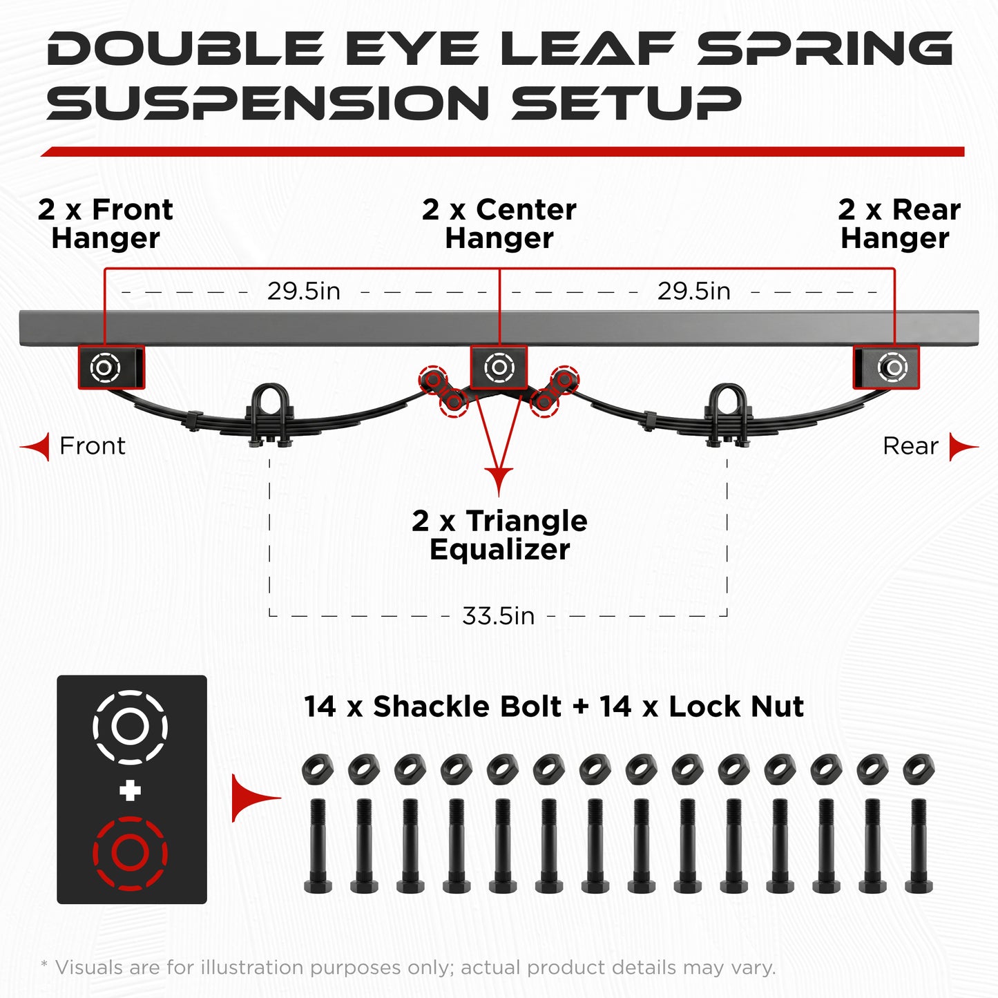 Tandem Axle Trailer Hanger Kit for 2000-7000 lbs