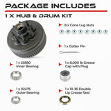 True Hub and Drum Assembly Kit for 8000 lbs Axle (8 Lug)