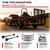 6000 lbs Tandem Trailer Axle Kit - 6 Lug Idler Axles & Suspension