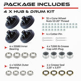 Hub and Drum Assembly Kit for 7000 lbs Axle (Set of 4)