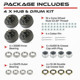 True Hub and Drum Assembly Kit for 8000 lbs Axle (Set of 4)