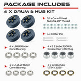 Trailer Hub and Drum Assembly Kit for 3500 lbs Axle (Set of 4)