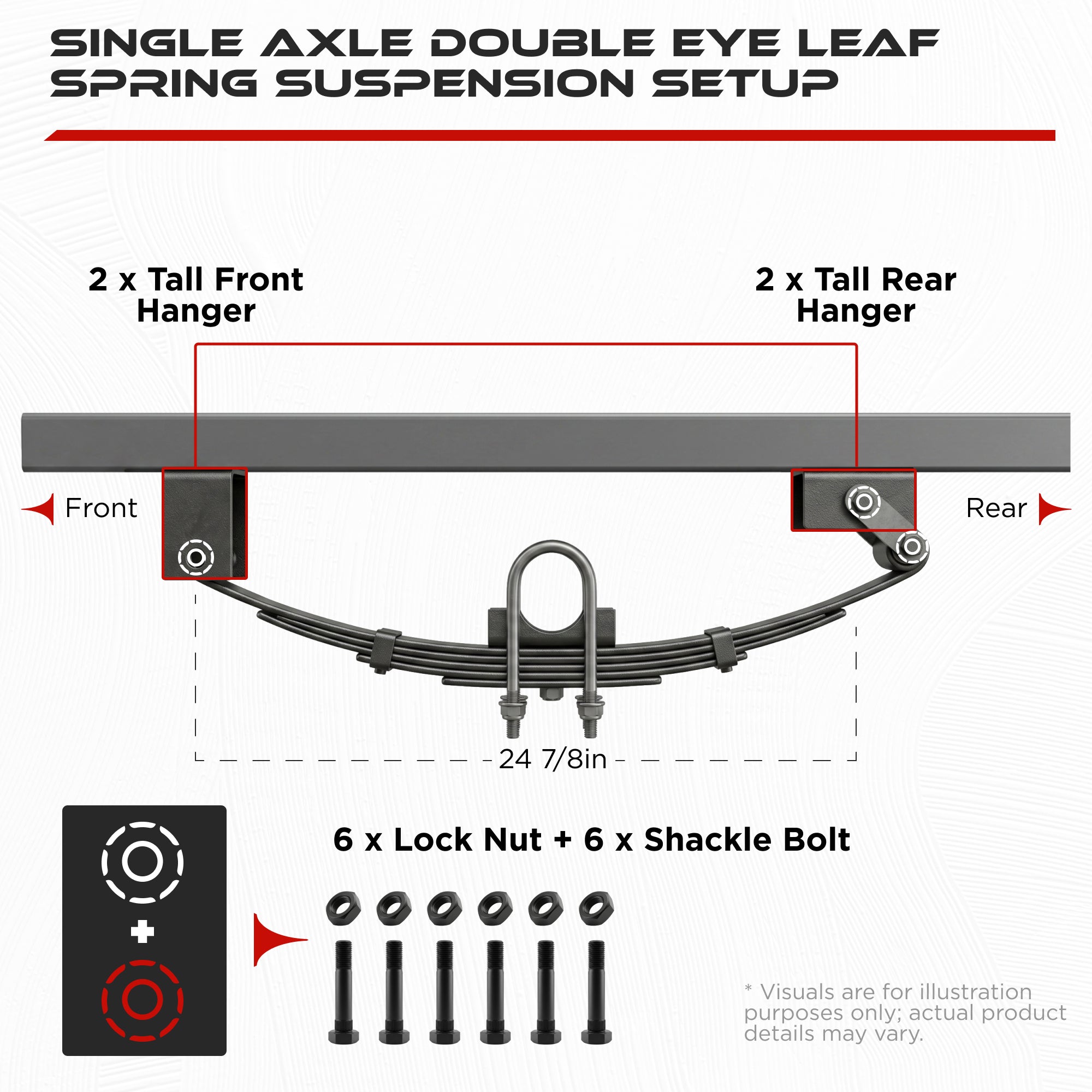 Single Axle Trailer Hanger Kit for 2000-7000 lbs
