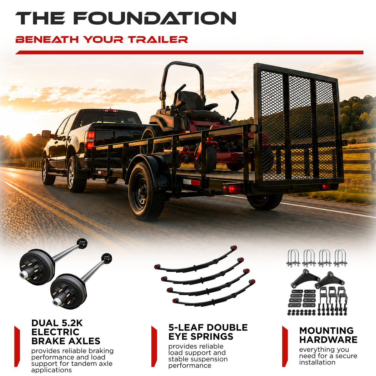 5200 lbs Tandem Axle Kit - Electric Trailer Brake Axles & Suspension