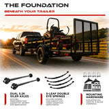 5200 lbs Tandem Trailer Axle Kit - 6 Lug Idler Axles & Suspension