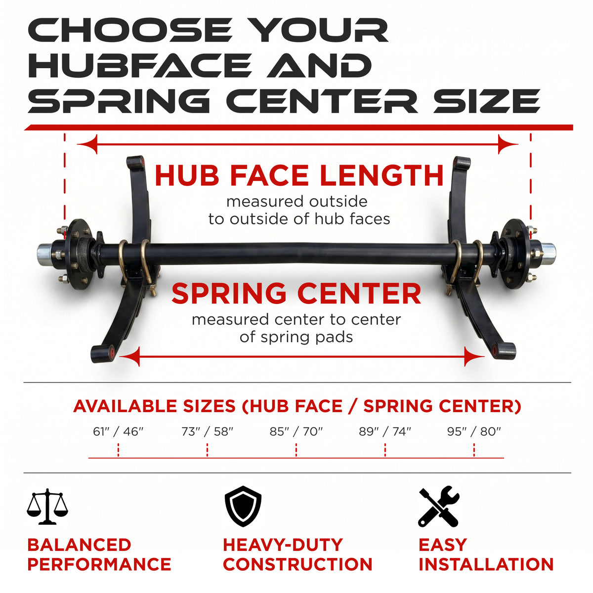 Trailer Axle - 3500 lb (Leaf Springs & U-Bolts Hardware)