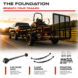 5200 lbs Trailer Axle Kit - 6 Lug Idler Axle, Double Eye Springs & Suspension