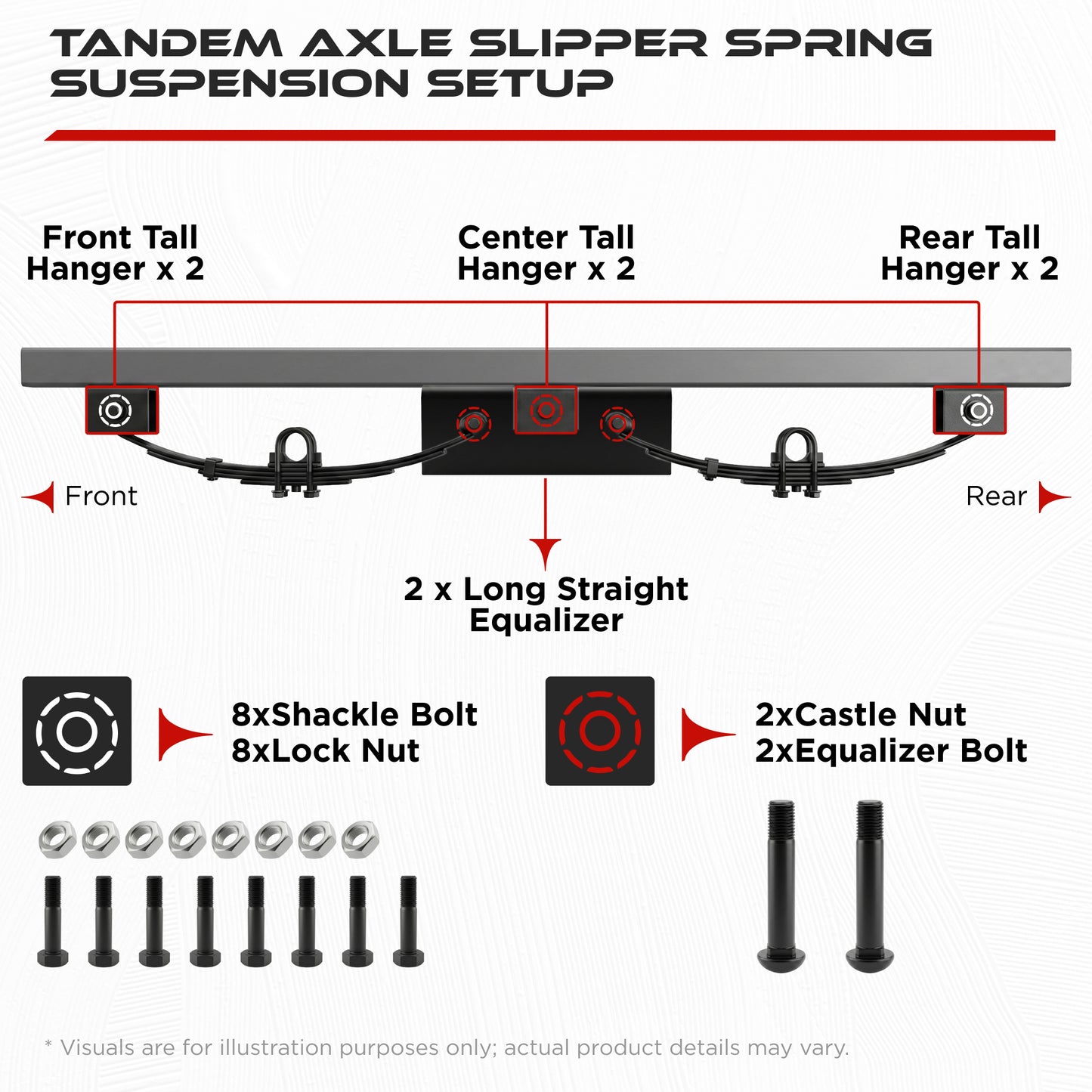 Tandem Slipper Trailer Axle Hanger Kit 5200-8000 lbs