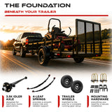 3500 lbs Single Axle Kit - Trailer Idler Axle, Suspension & Wheels
