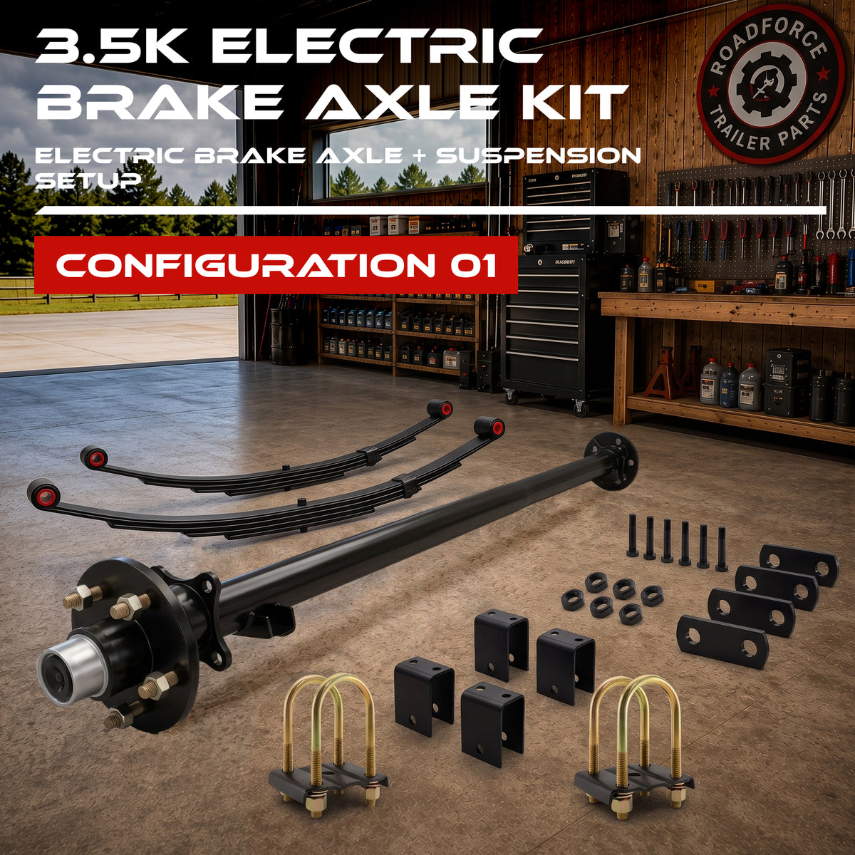 3500 lbs Single Axle Kit - Trailer Idler Axle & Suspension