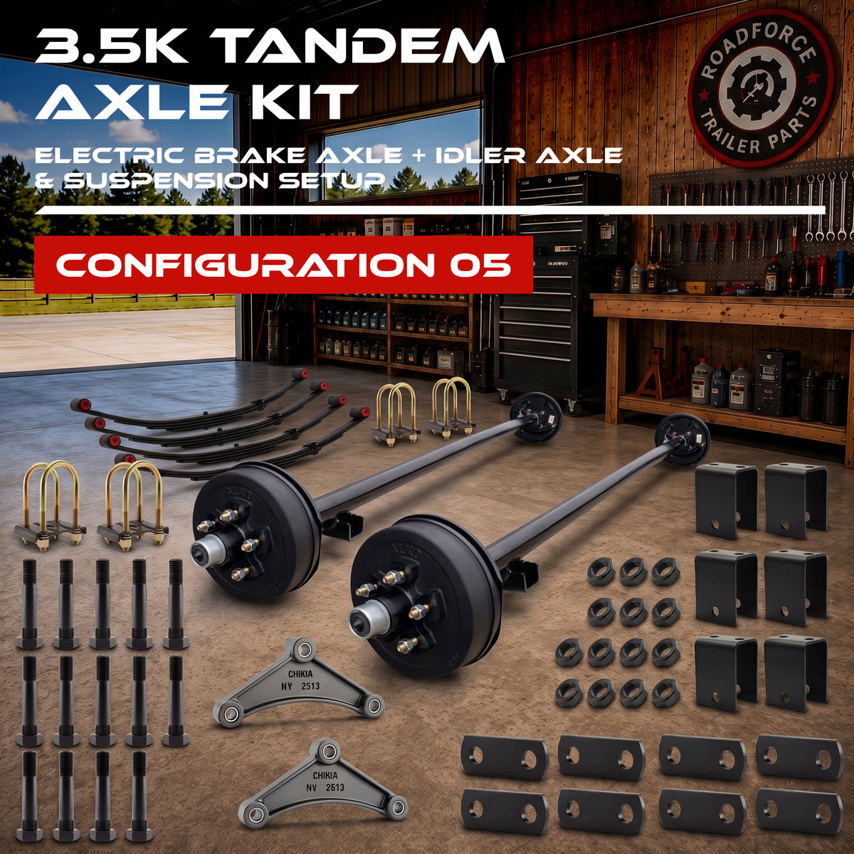 3500 lbs Tandem Axle Kit - Tandem Electric Trailer Brake Axles & Suspension