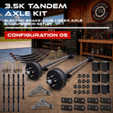 3500 lbs Tandem Axle Kit - Tandem Electric Trailer Brake Axles & Suspension