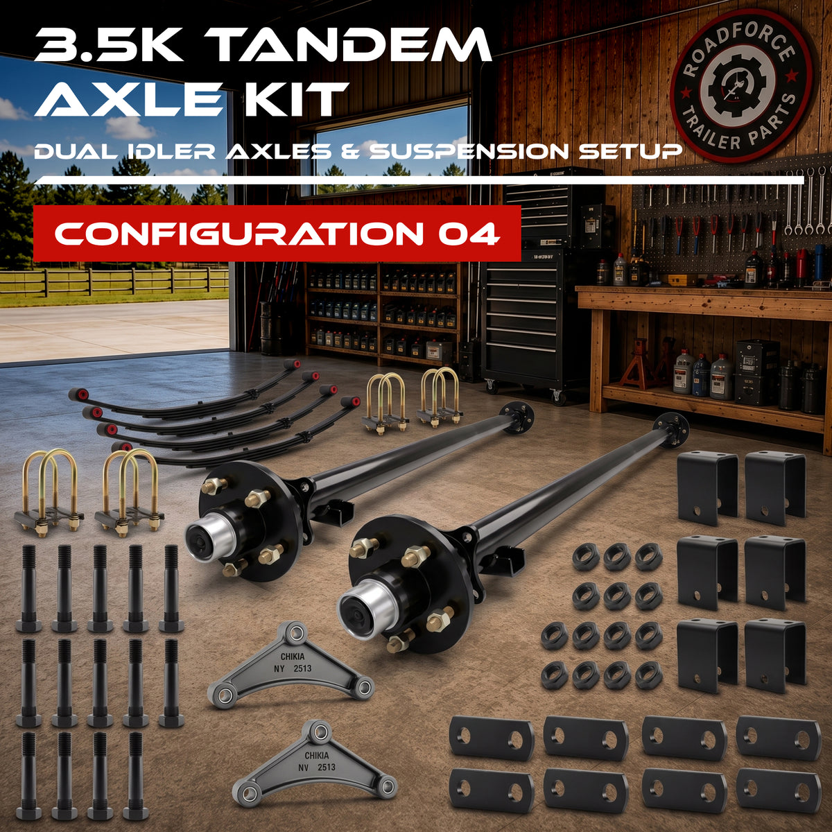 3500 lbs Tandem Axle Kit - Trailer Idler Axles & Suspension