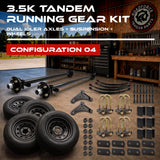 3500 lbs Tandem Axle Kit - Trailer Idler Axles, Suspension & Wheels