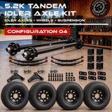 5200 lbs Tandem Trailer Axle Kit with Wheels - Dual Idler Axles