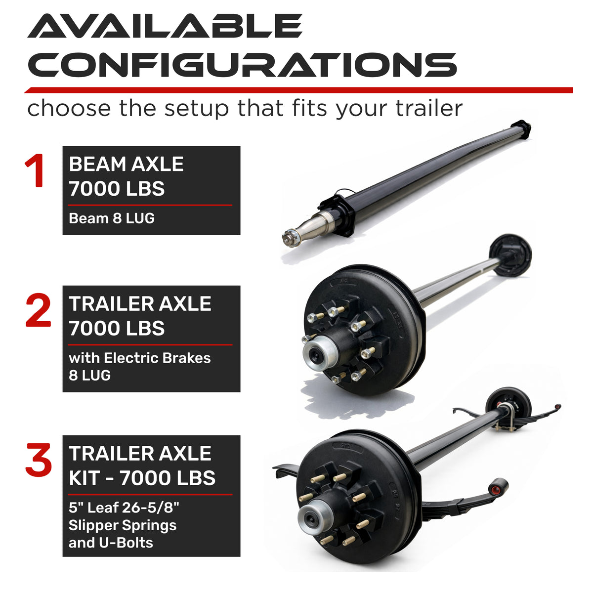 Trailer Axle - 7000 lbs with Electric Brakes (8 lug)