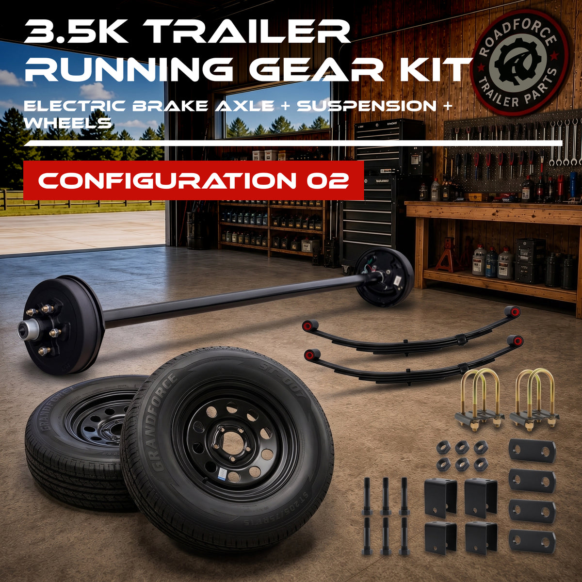 3500 lbs Single Axle Kit - Electric Trailer Brake Axle, Suspension & Wheels