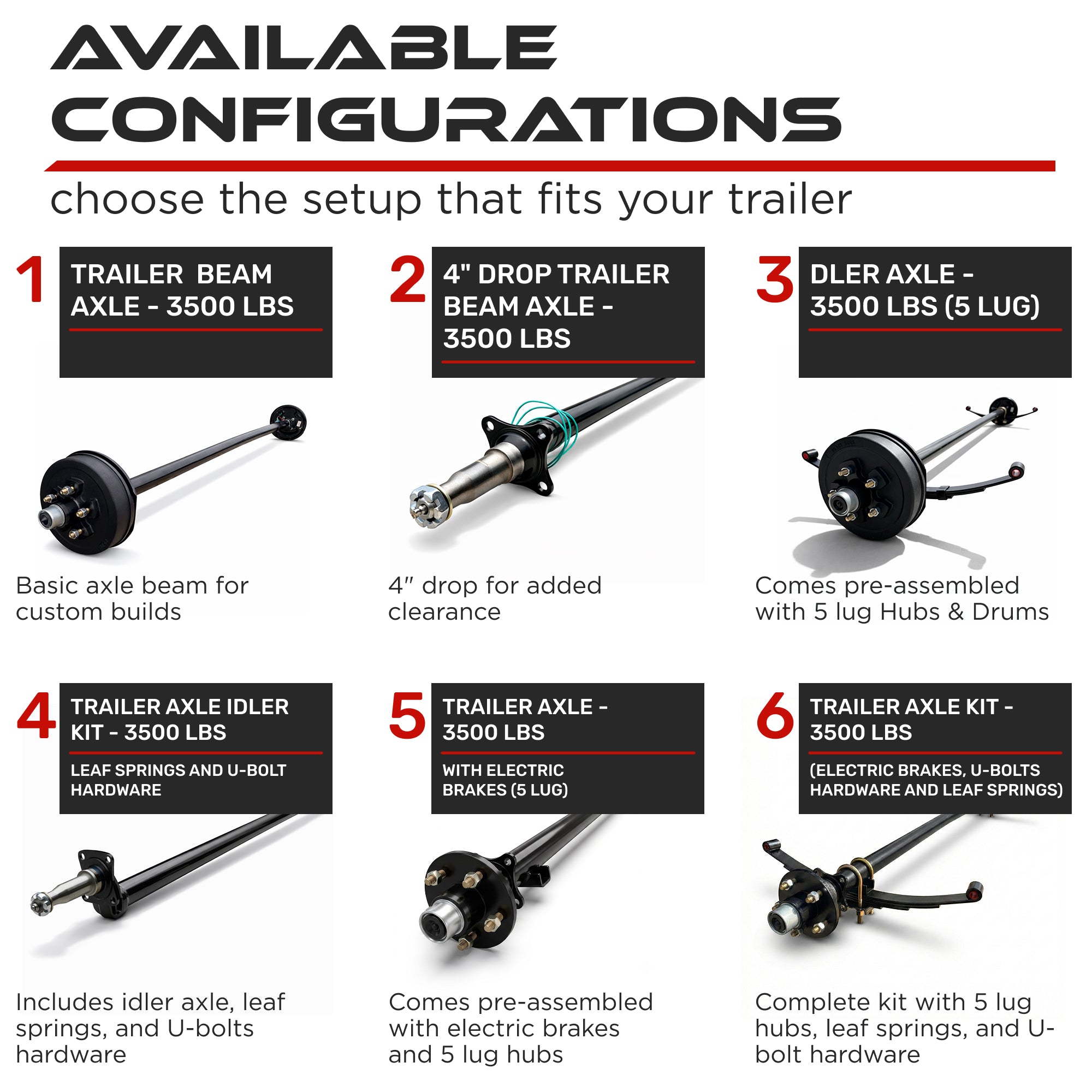Trailer Beam Axle - 3500 lbs
