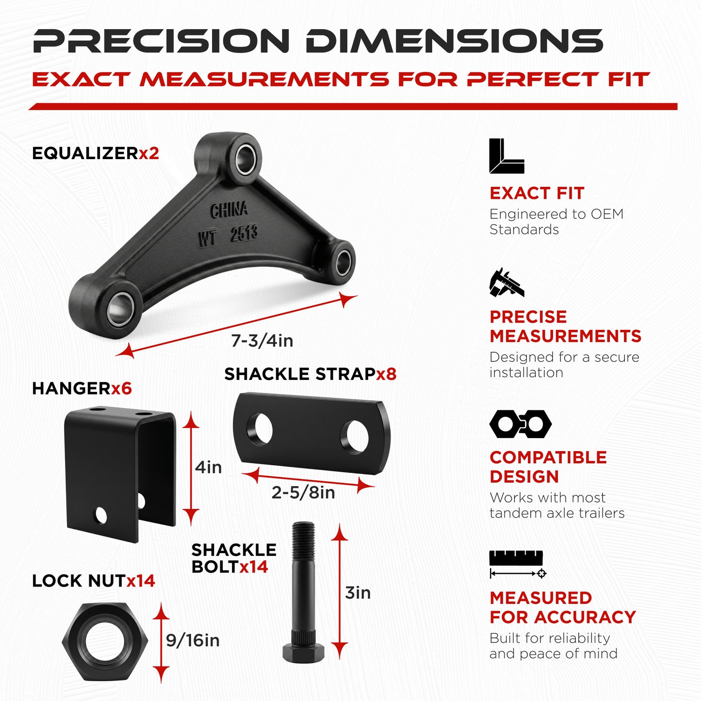 Tandem Axle Trailer Hanger Kit for 2000-7000 lbs