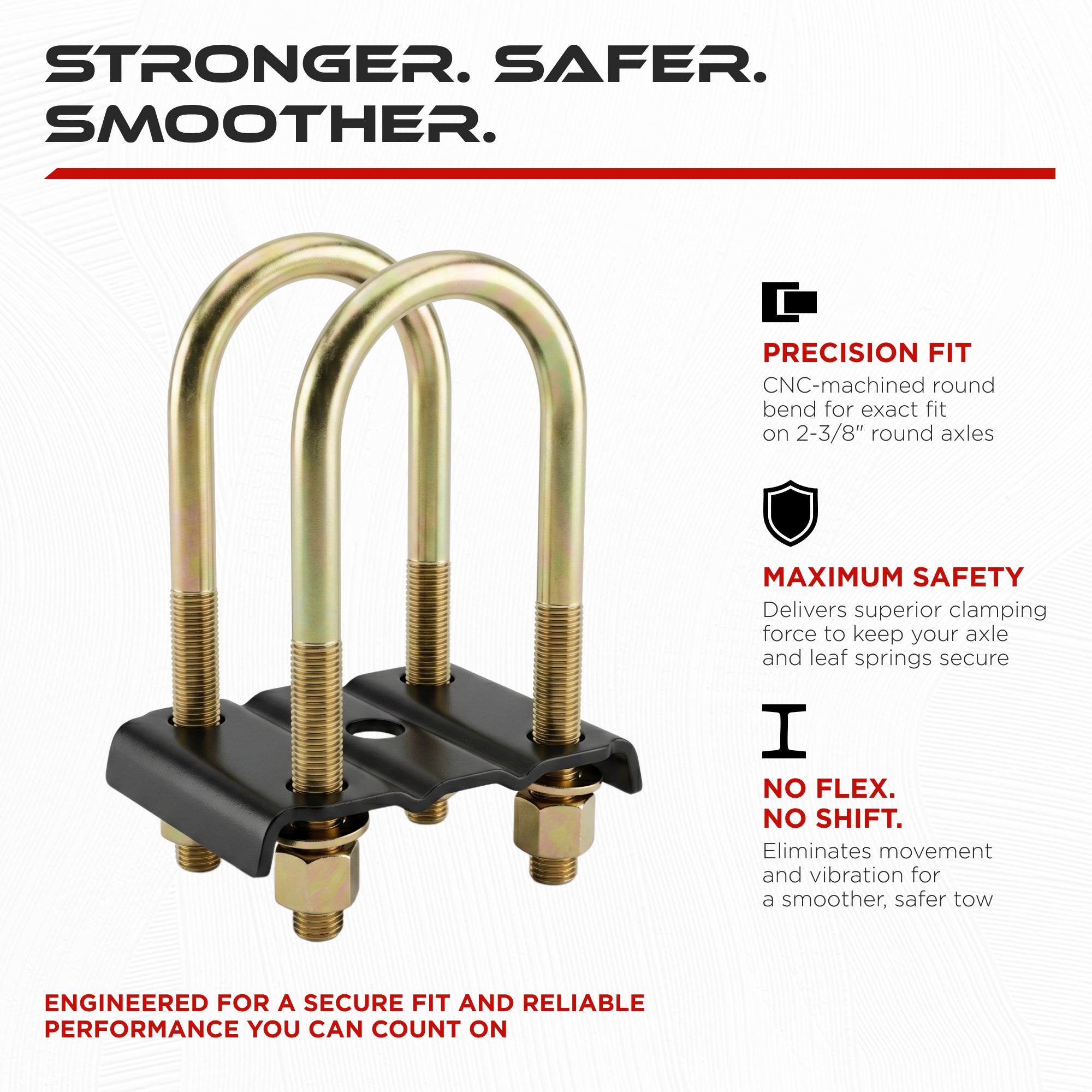 9/16" U-Bolt Kit 3500 lbs for 2-3/8" Round Axle (2 Pack)