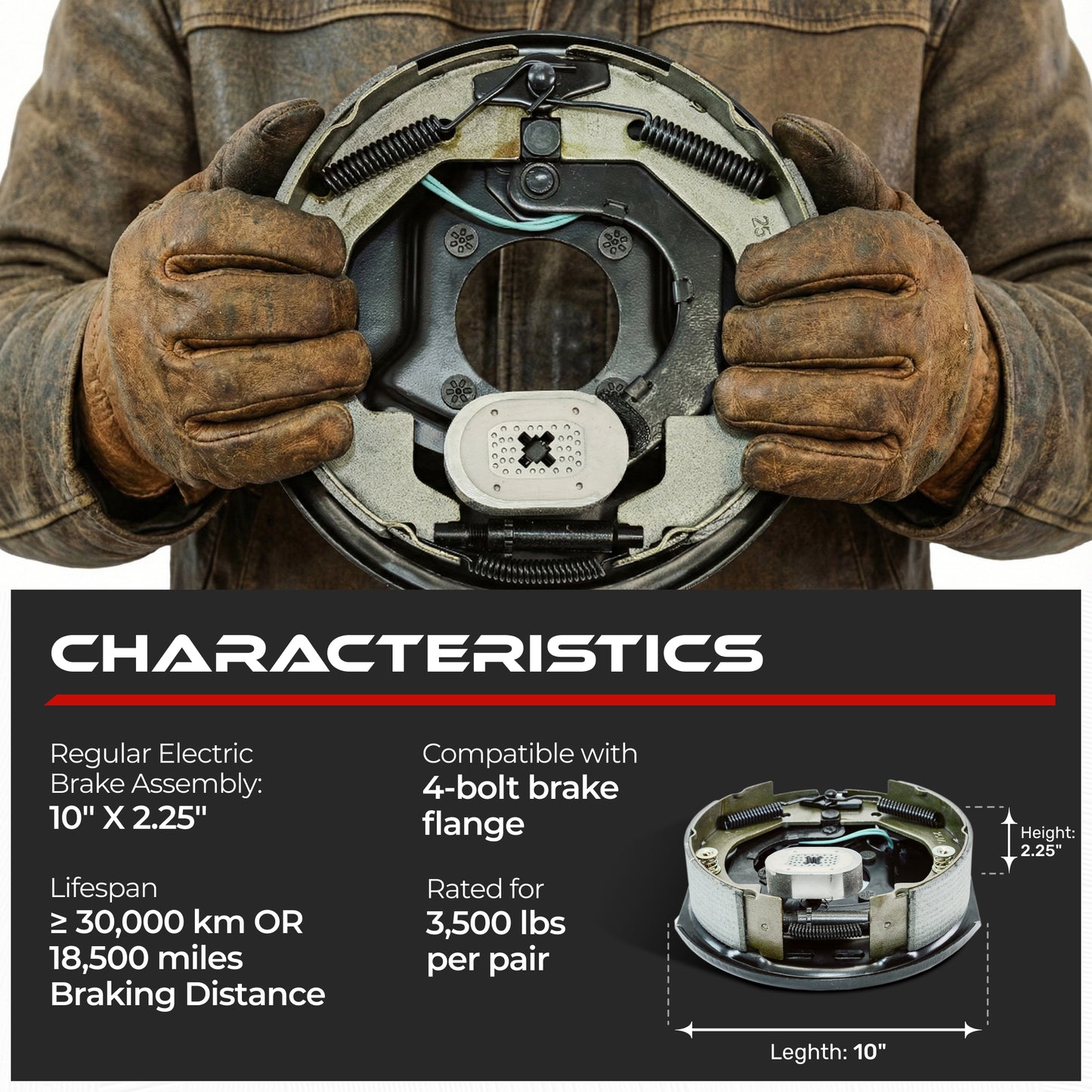 Electric Trailer Brake 3500 lbs - Standard (Passenger Side)