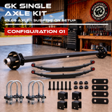 6000 lbs Trailer Axle Kit - 6 Lug Idler Axle, Double Eye Springs & Suspension