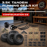 3500 lbs Tandem Axle Kit - Electric Trailer Brake & Idler Axles with Wheels