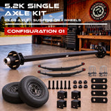 5200 lbs Single Axle Kit with Wheels – Idler Trailer Axle & Suspension