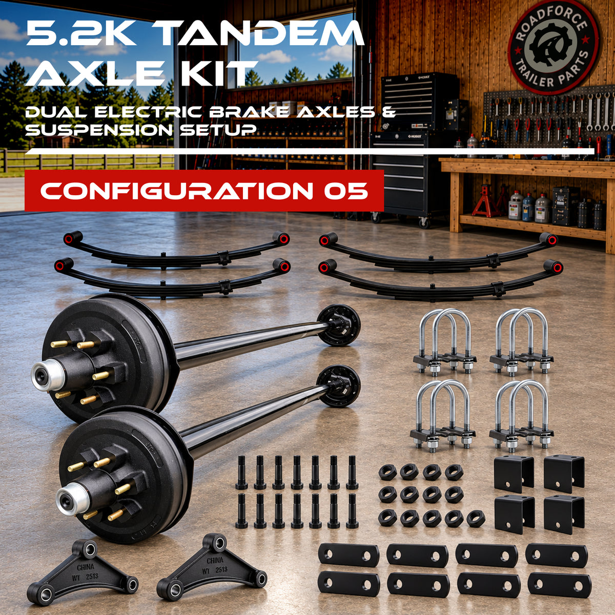 5200 lbs Tandem Axle Kit - Electric Trailer Brake Axles & Suspension