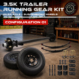 3500 lbs Single Axle Kit - Trailer Idler Axle, Suspension & Wheels