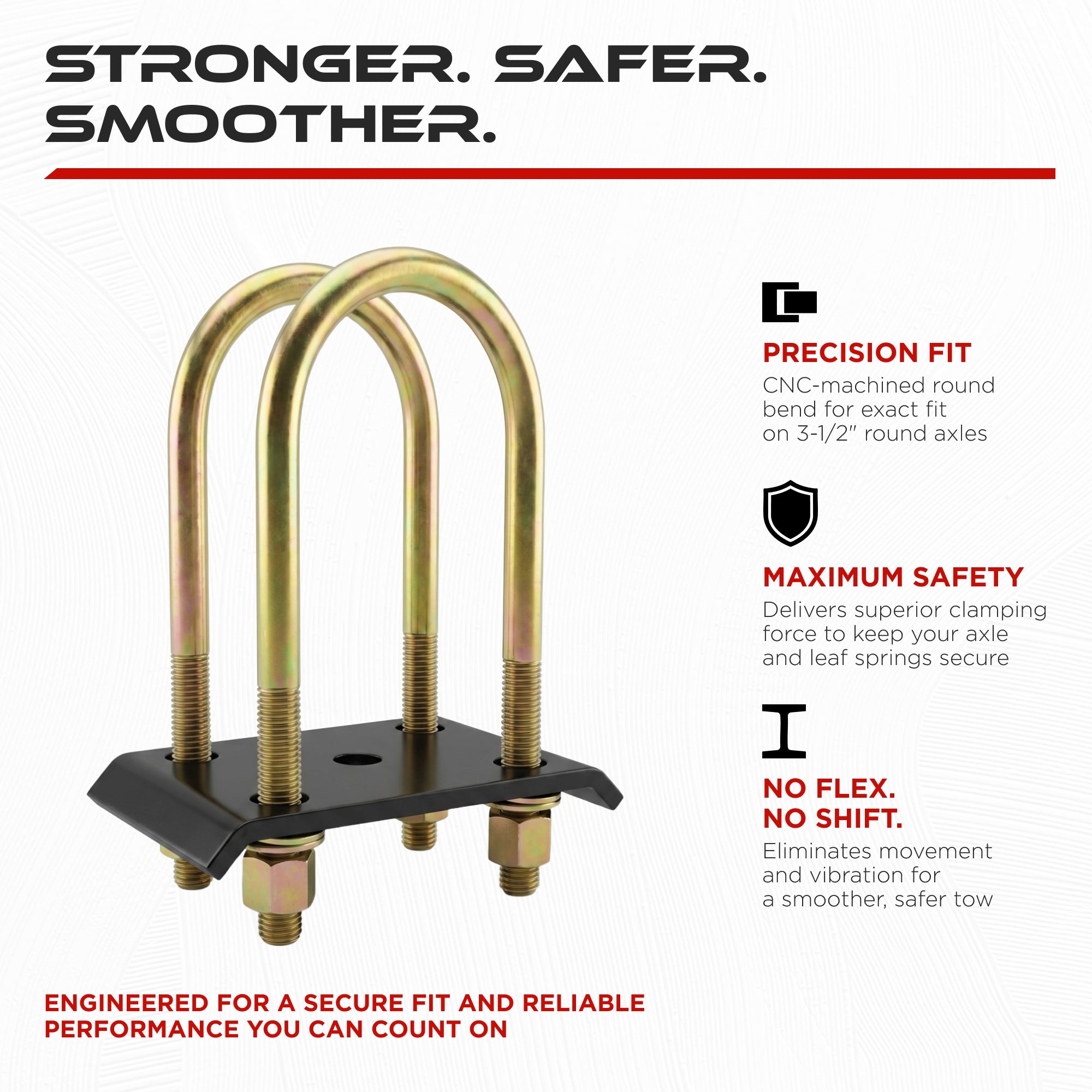 9/16" U-Bolt Kit 8000 lbs for 3.5" Trailer Axle (4 Pack)