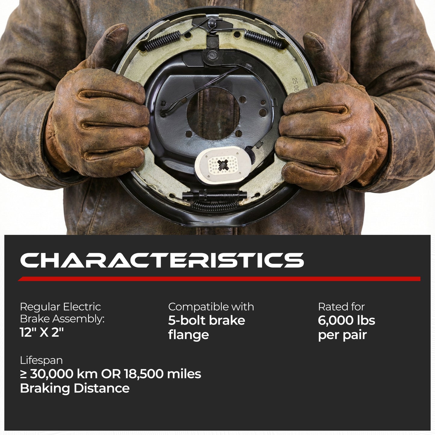 Manual Electric Trailer Brake 6000 lbs (2 Right + 2 Left)