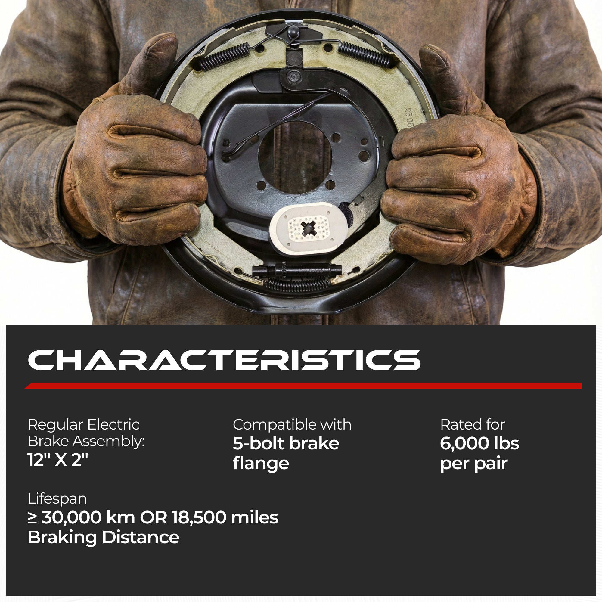 Manual Electric Trailer Brake 6000 lbs (2 Right + 2 Left)