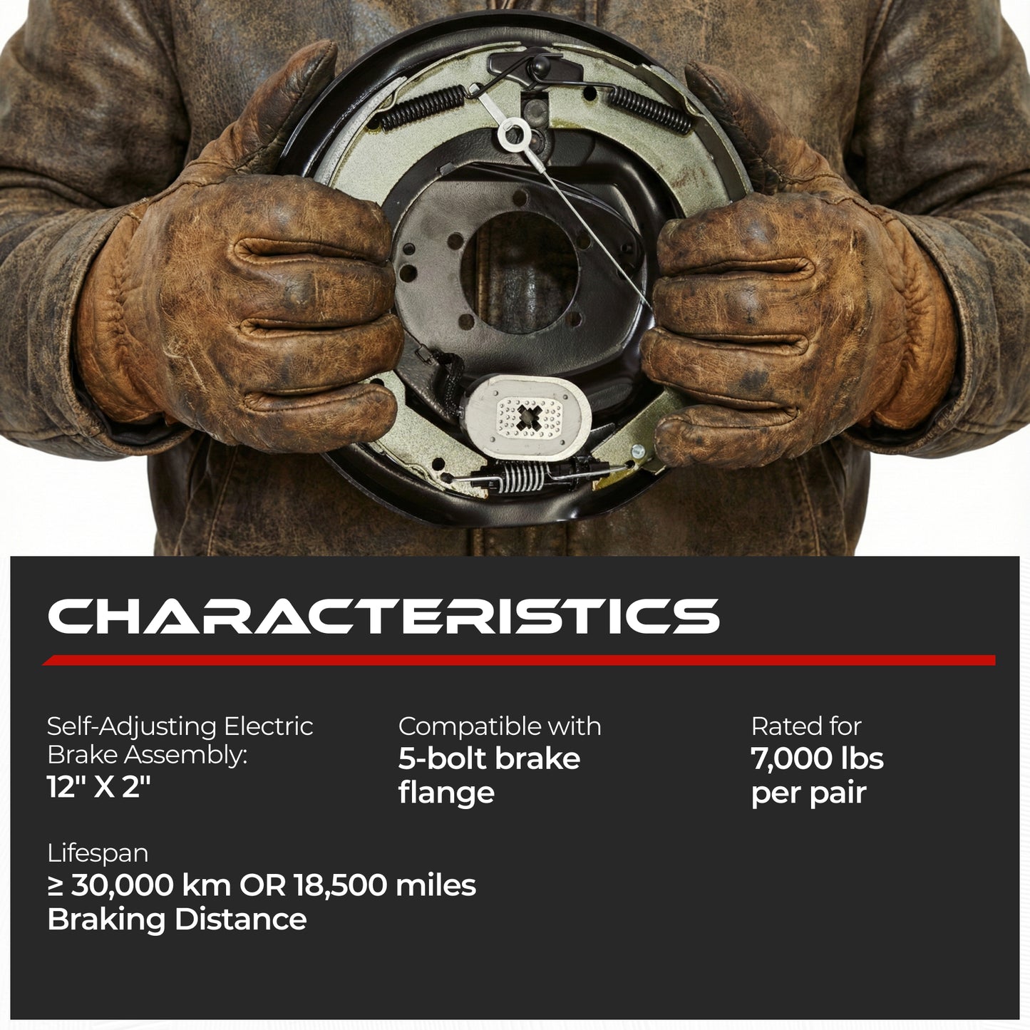 Self-Adjusting Electric Trailer Brake 7000 lbs (2 Right + 2 Left)
