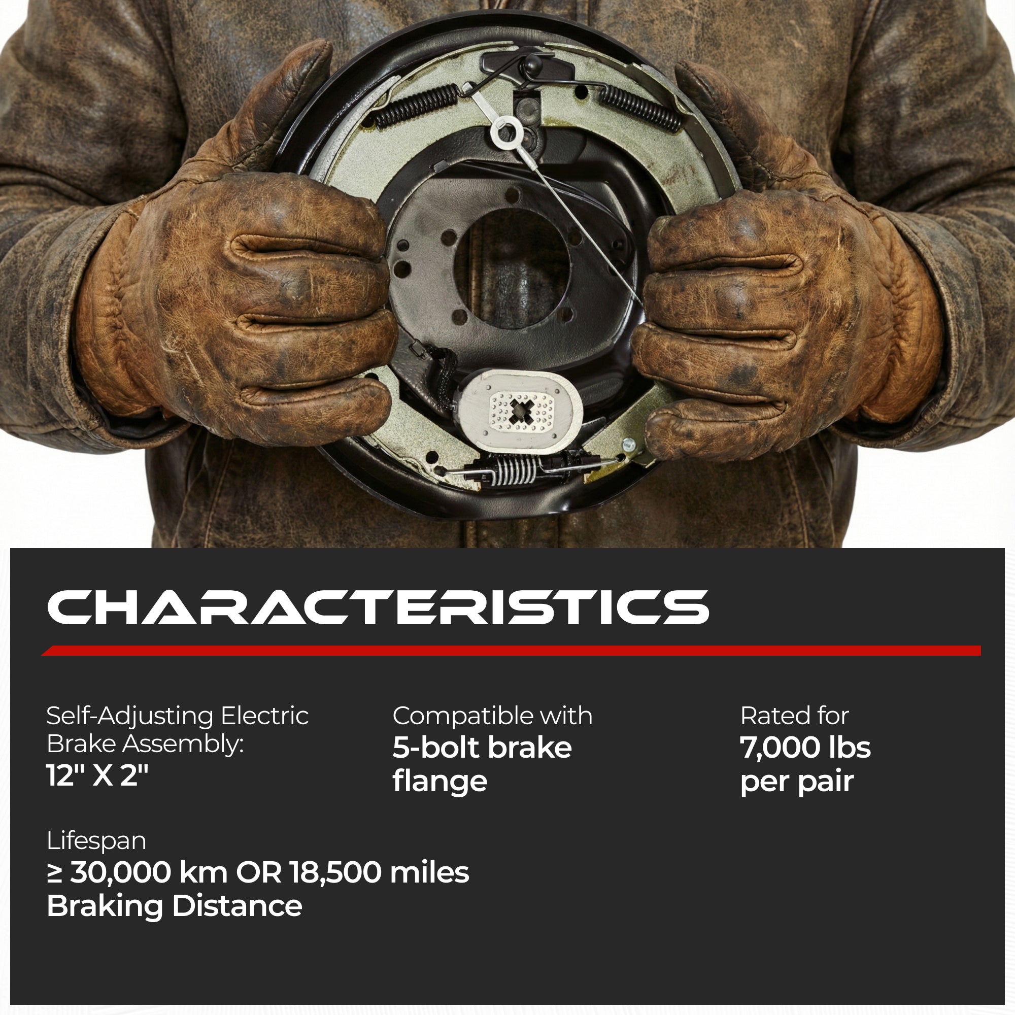 Self-Adjusting Electric Trailer Brake 7000 lbs (2 Right + 2 Left)