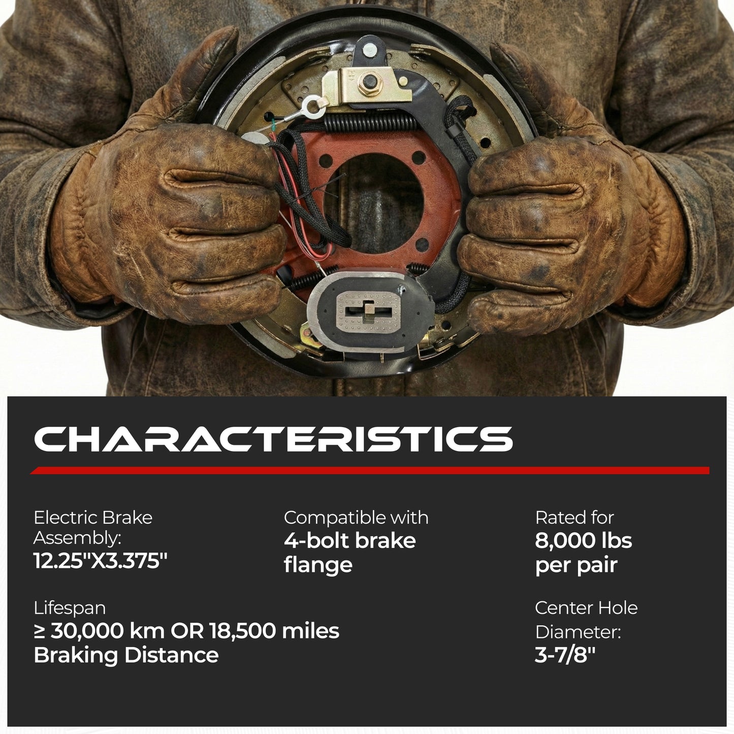Self-Adjusting Electric Trailer Brake 8000 lbs (1 Right + 1 Left)
