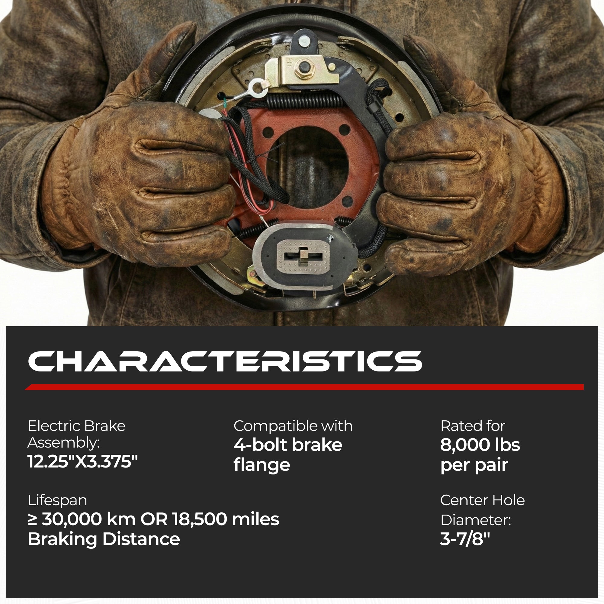 Self-Adjusting Electric Trailer Brake 8000 lbs (1 Right + 1 Left)