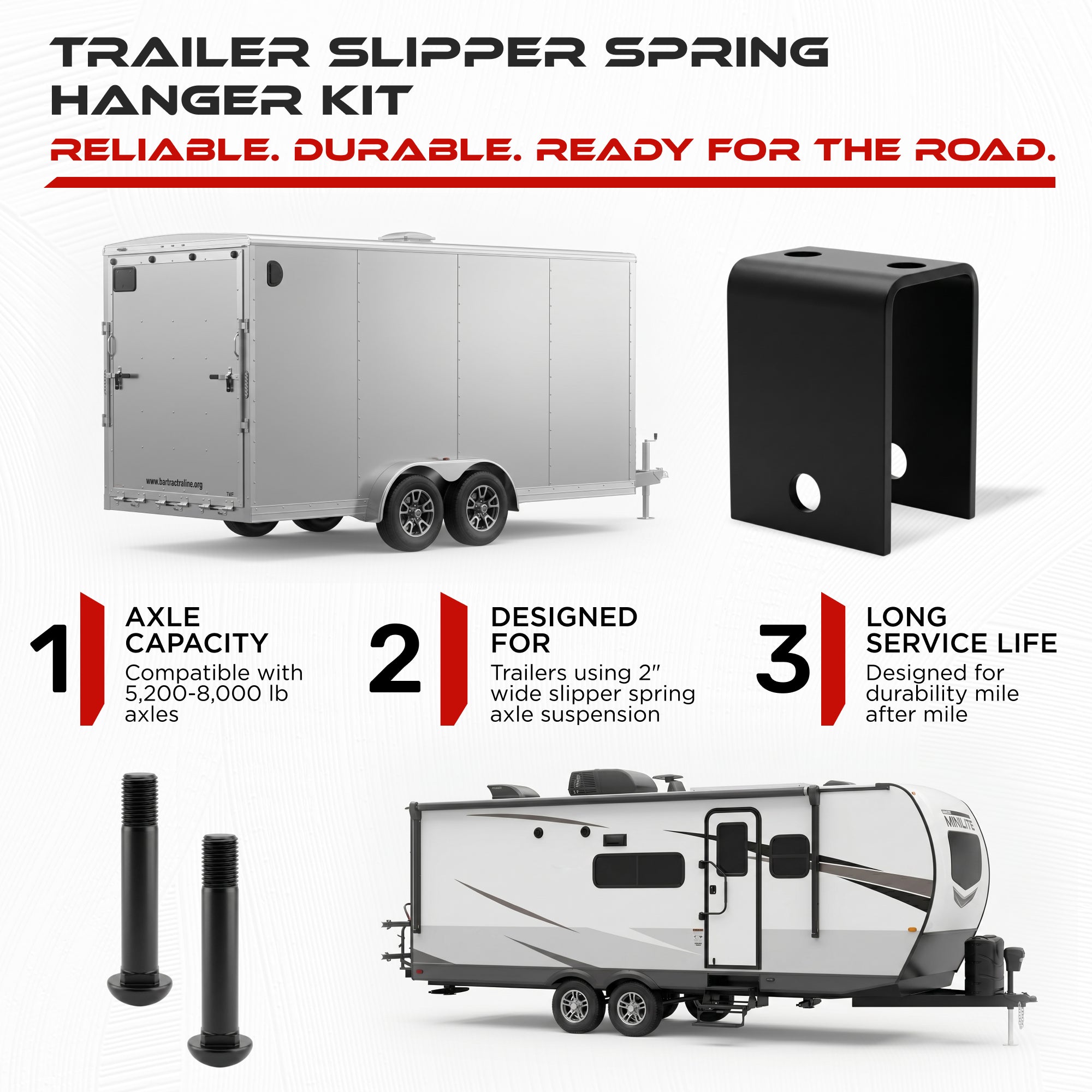 Tandem Slipper Trailer Axle Hanger Kit 5200-8000 lbs